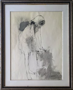 "Figure, " Jean Jansem, Ink Wash Figurative Work