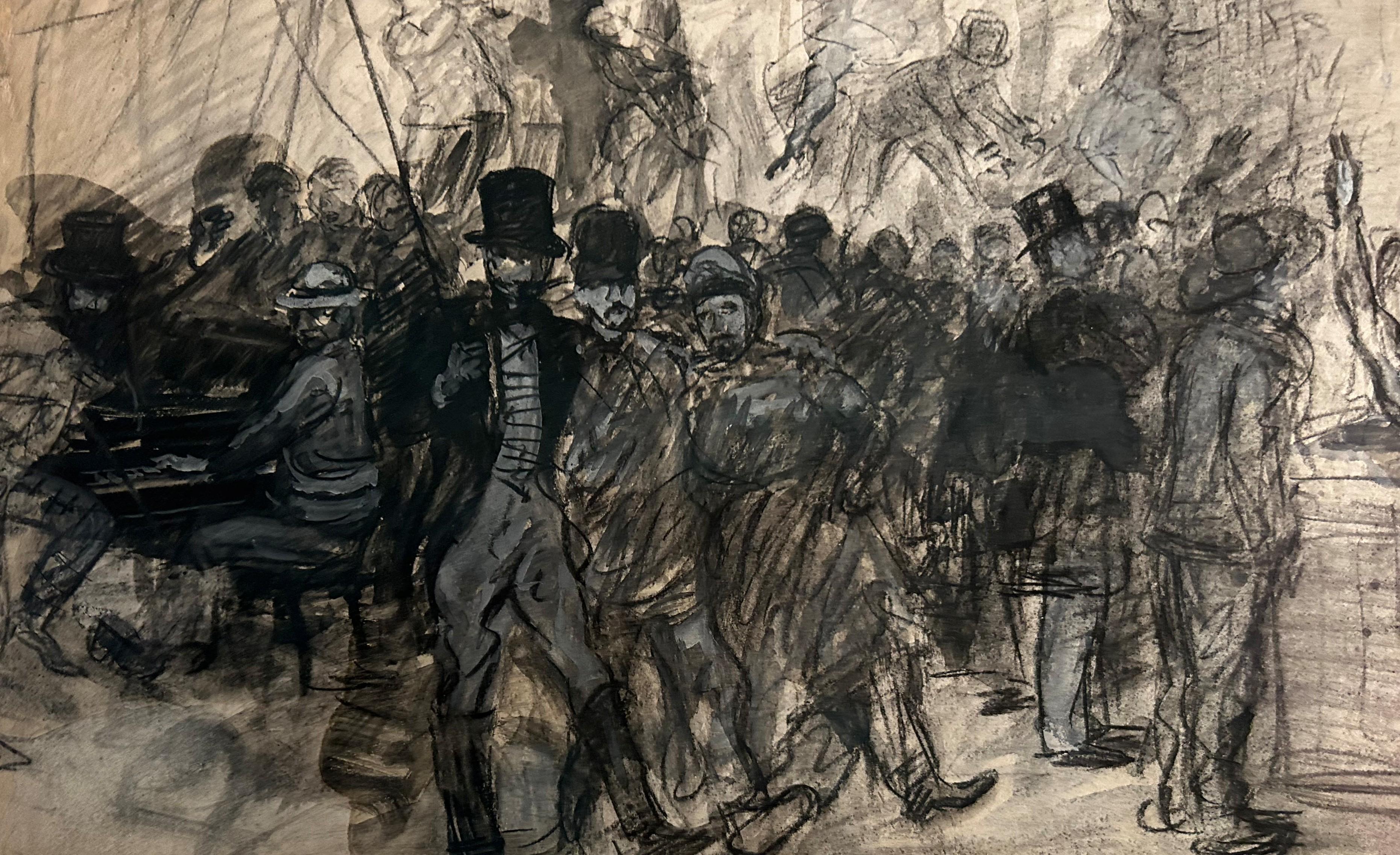 William Glackens
Street Fair, circa 1905
Pencil, ink and gouache on paper
10 x 14 inches

Provenance:
The artist
Kraushaar Galleries, New York
Estate of Mary Erlanger

Born in Philadelphia, William Glackens became an Impressionist painter who