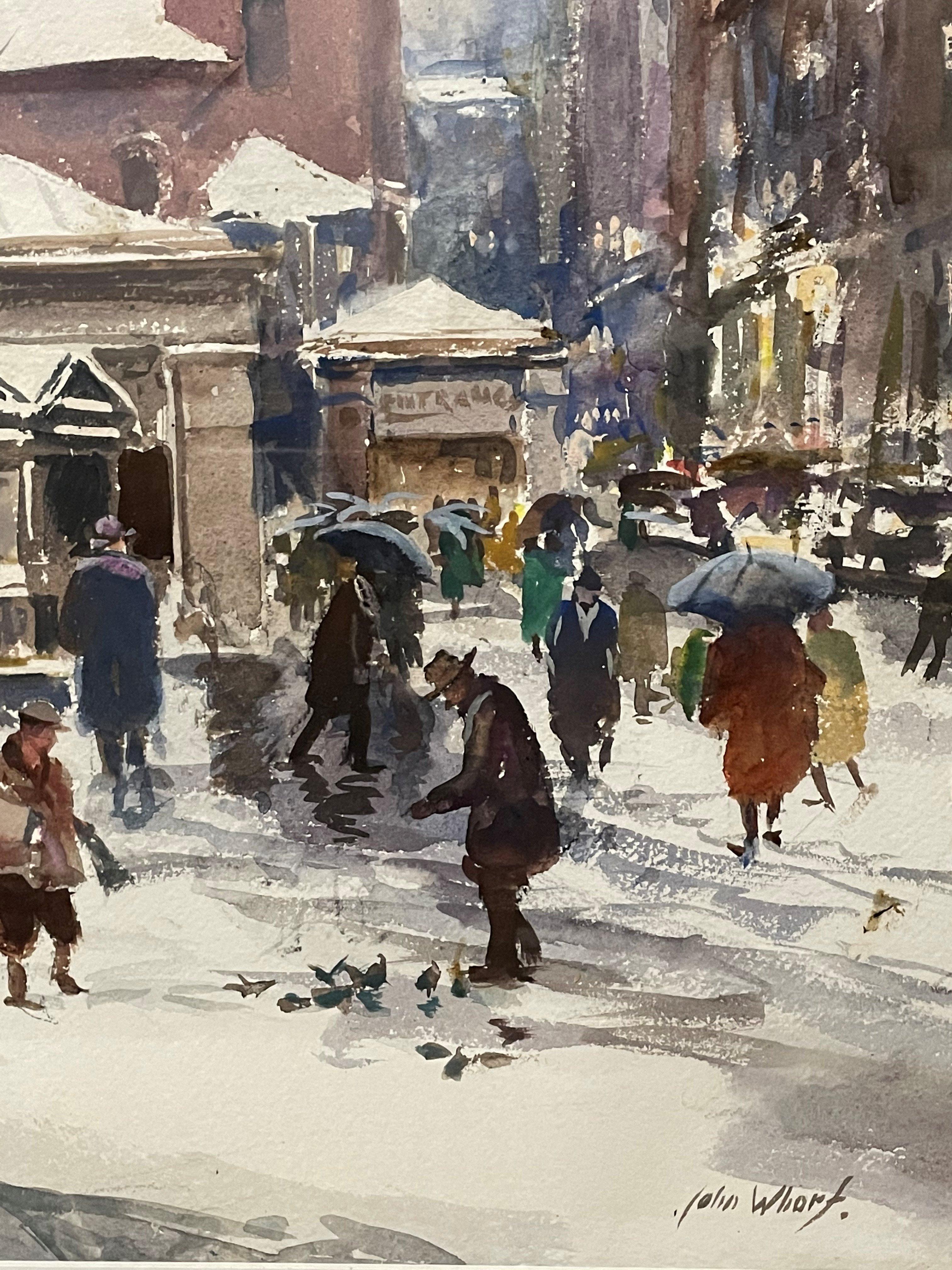 « Park Street Church, Boston », John Whorf, aquarelle impressionniste paysage urbain WPA en vente 2