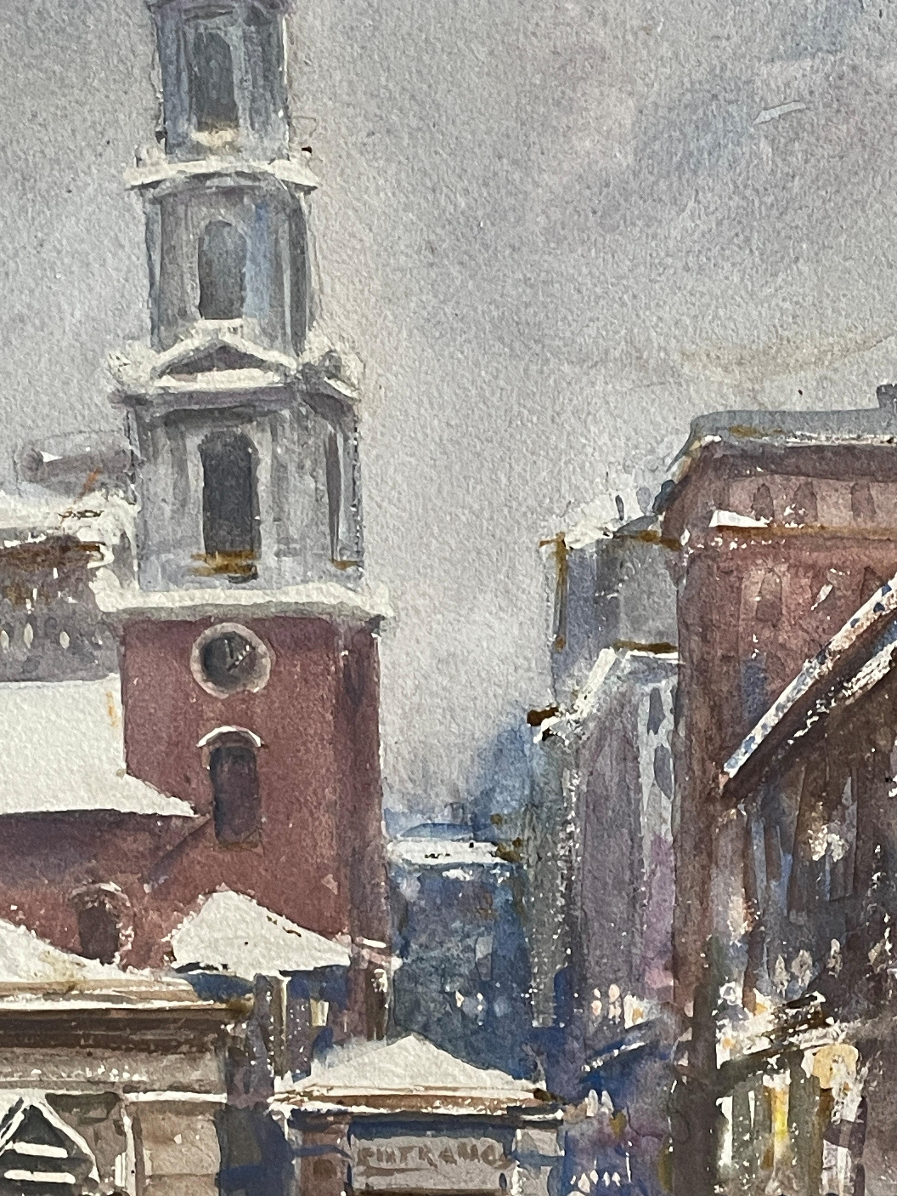 « Park Street Church, Boston », John Whorf, aquarelle impressionniste paysage urbain WPA en vente 3