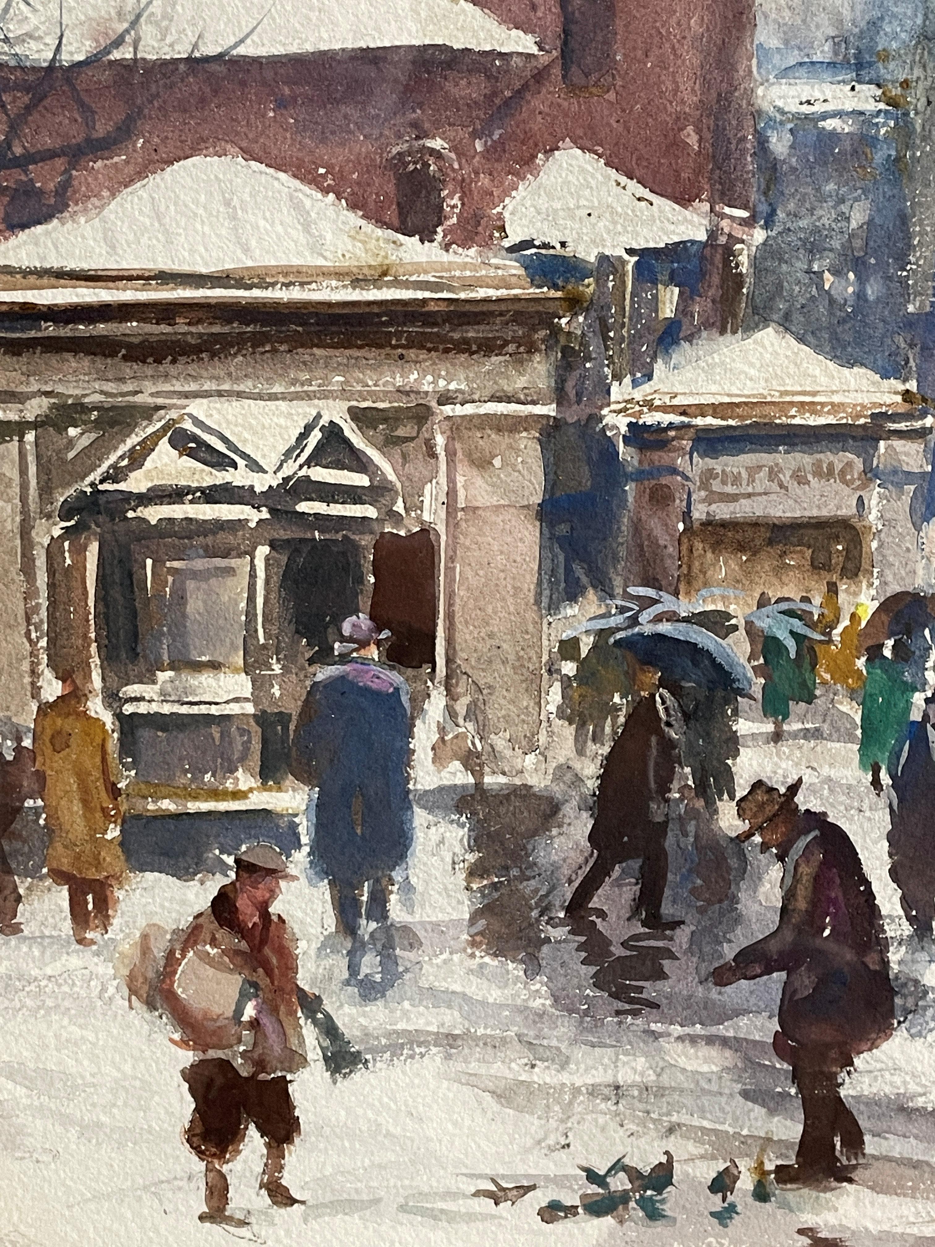 « Park Street Church, Boston », John Whorf, aquarelle impressionniste paysage urbain WPA en vente 4