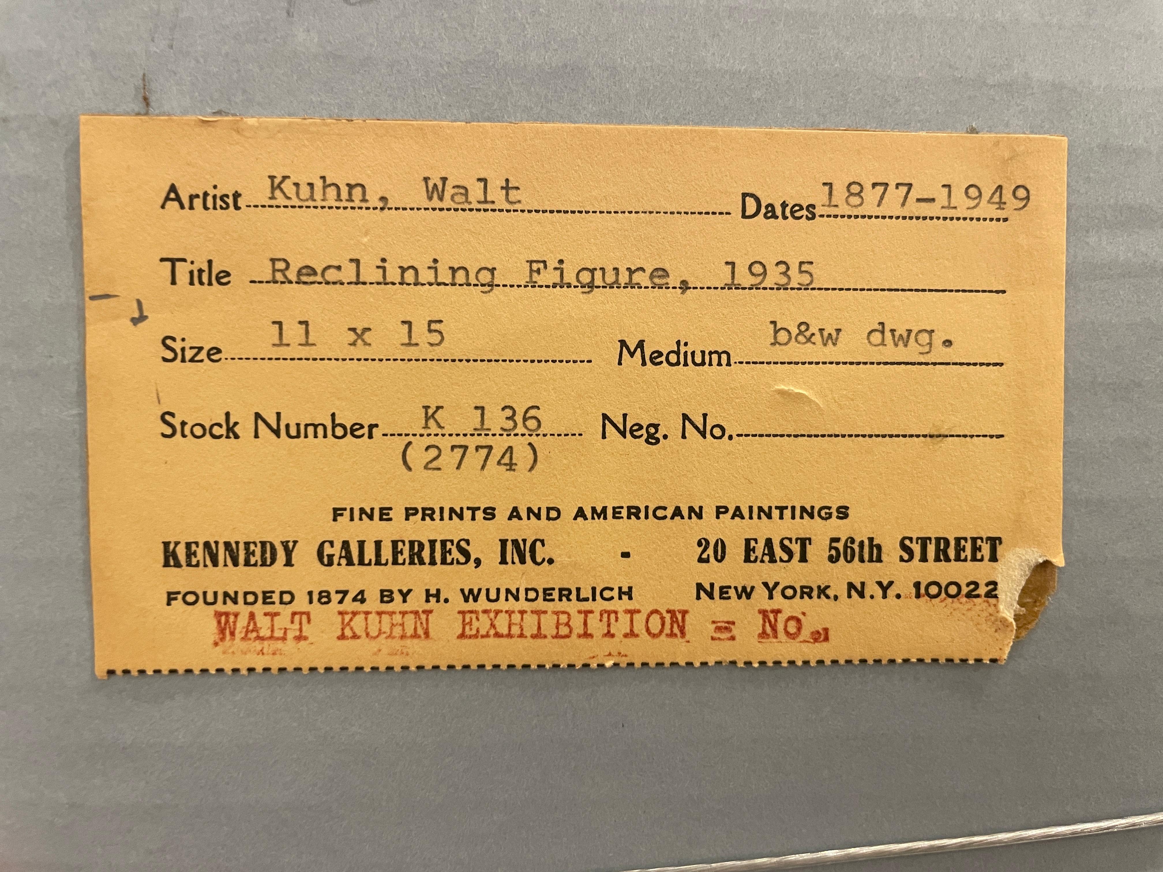 „Reclining Figure“ Walt Kuhn, Figurative Aktzeichnung in Akt, amerikanische Moderne im Angebot 4