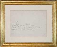 "Reclining Figure" Walt Kuhn, Figurative Nude Line Drawing, American Modernism