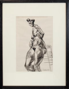 "Nude with Hand on Hip Leaning Against Chair" Joseph Delaney, African-American