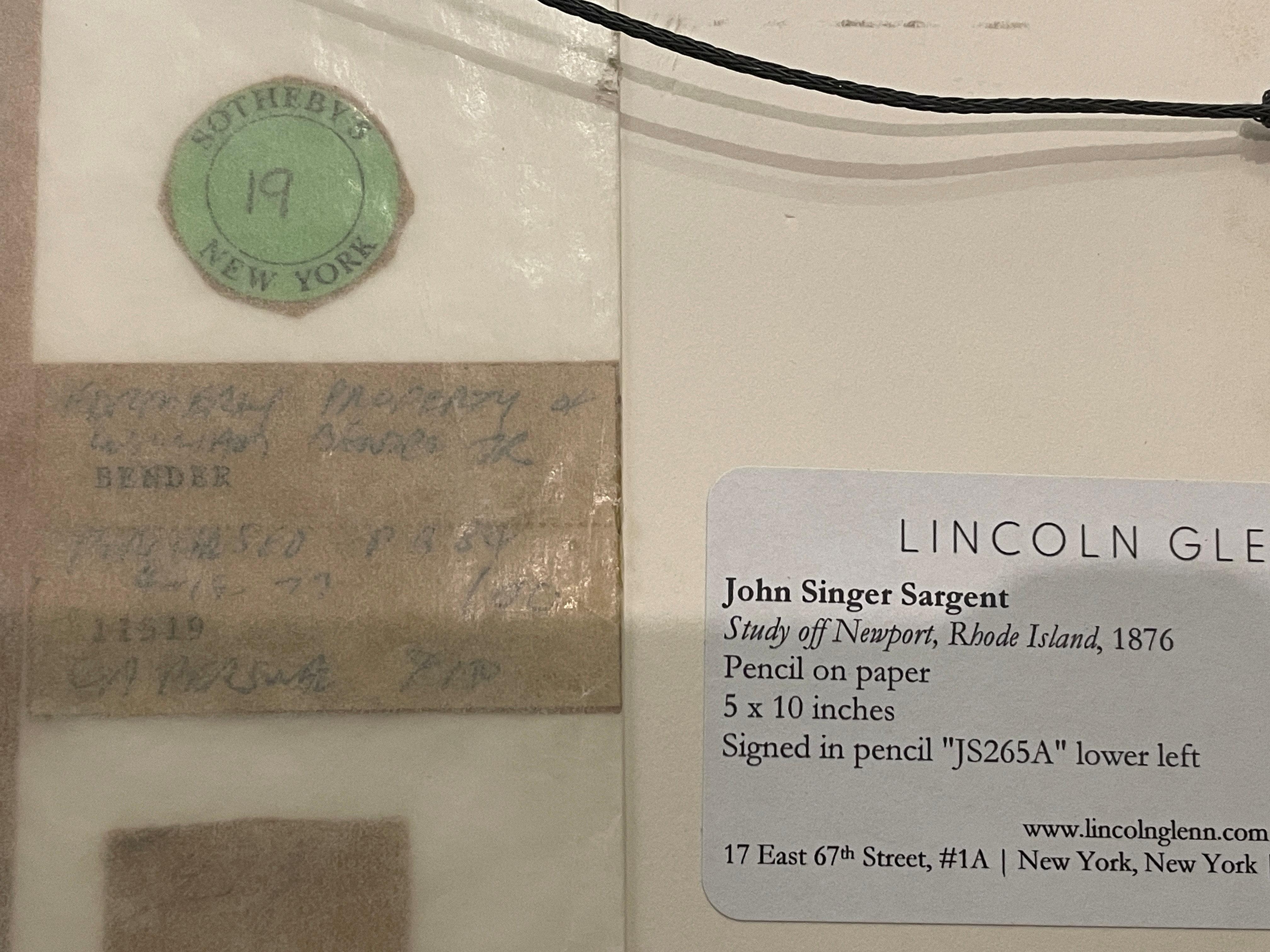 „Study off Newport, Rhode Island“ John Singer Sargent Zeichnung, Impressionismus im Angebot 5