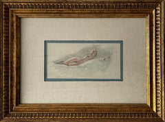 "Nudo reclinato" Everett Shinn, Acquerello di donna figurativa, Scuola Ashcan