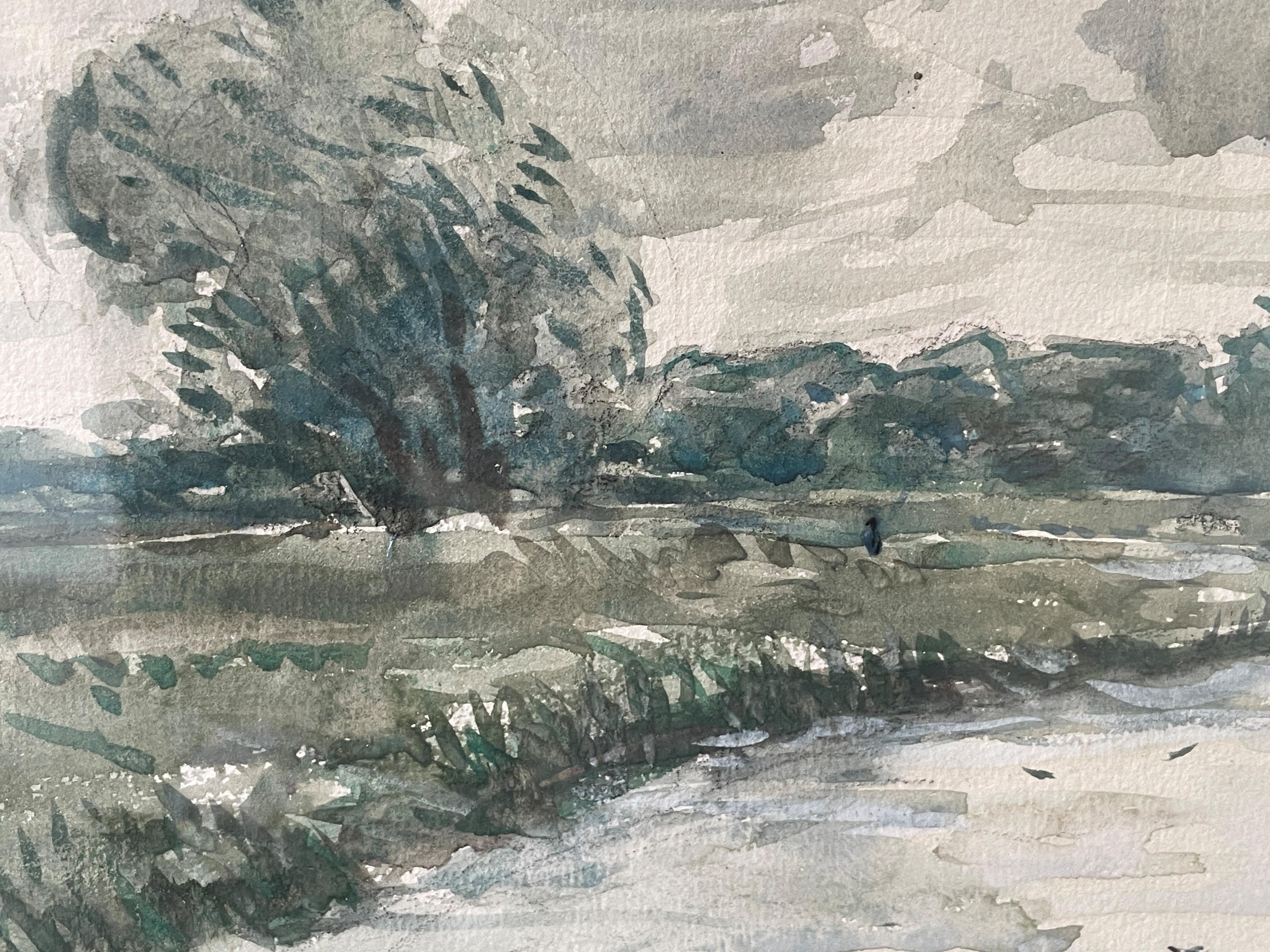 Julian Alden Weir
River Landscape
Signed lower left
Watercolor on paper
9 x 11 1/2 inches

Provenance:
Kraushaar Galleries, New York
Sotheby's Parke Bernet, New York, 1965, Lot 27
E. M. Miller, Columbus, Ohio
Geoffrey Fleming, Huntington, West