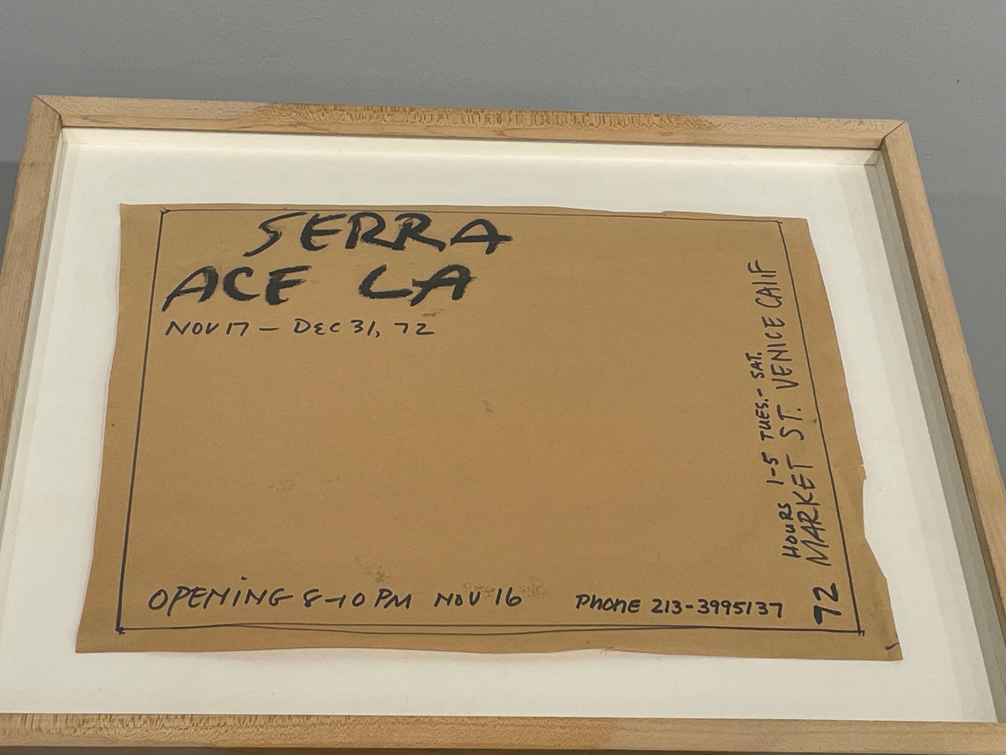 Affiche d'exposition « Ace LA Exhibition Drawing » Richard Serra, œuvre sur papier, art conceptuel en vente 2