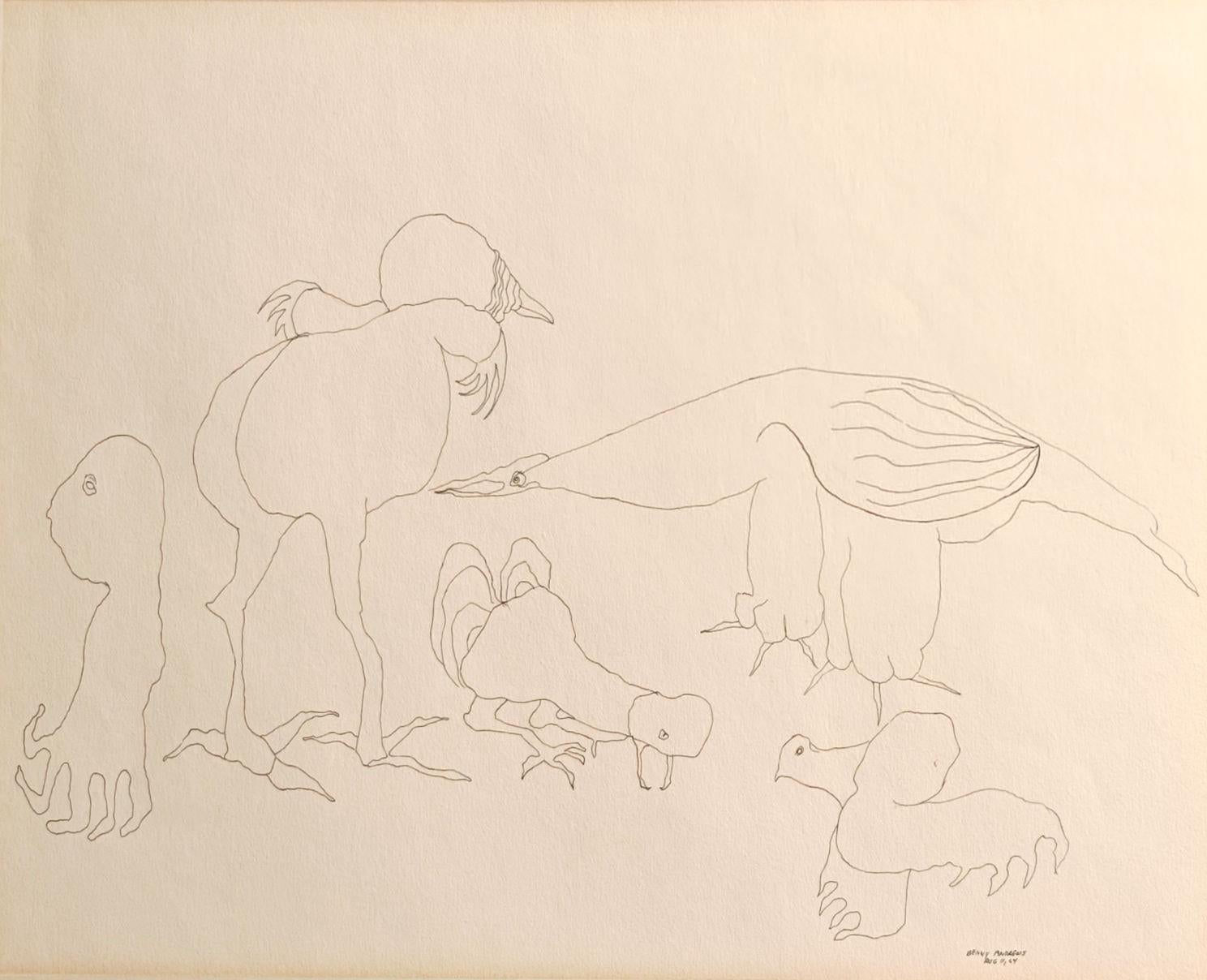 Benny Andrews
Pájaros locos, 1964
Firmado y fechado abajo a la derecha "11 de agosto de 64"
Inscripción en el verso
Tinta sobre papel
11 x 15 pulgadas


Benny Andrews fue artista, educador y activista. He nació en Plainview, GA, en 1930. Andrews se