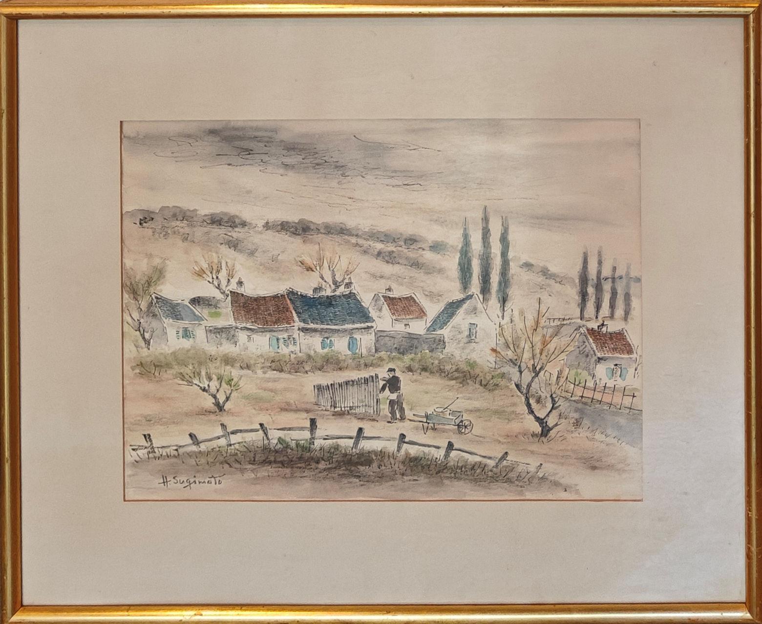 « Suburb of Gif-sur-Yvette, France  Henry Yuzuru Sugimoto, paysage moderniste en vente 1
