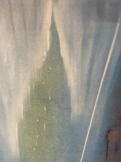 "Edificio Chrysler" Leon Dolice, Escena callejera de Nueva York, mediados de siglo