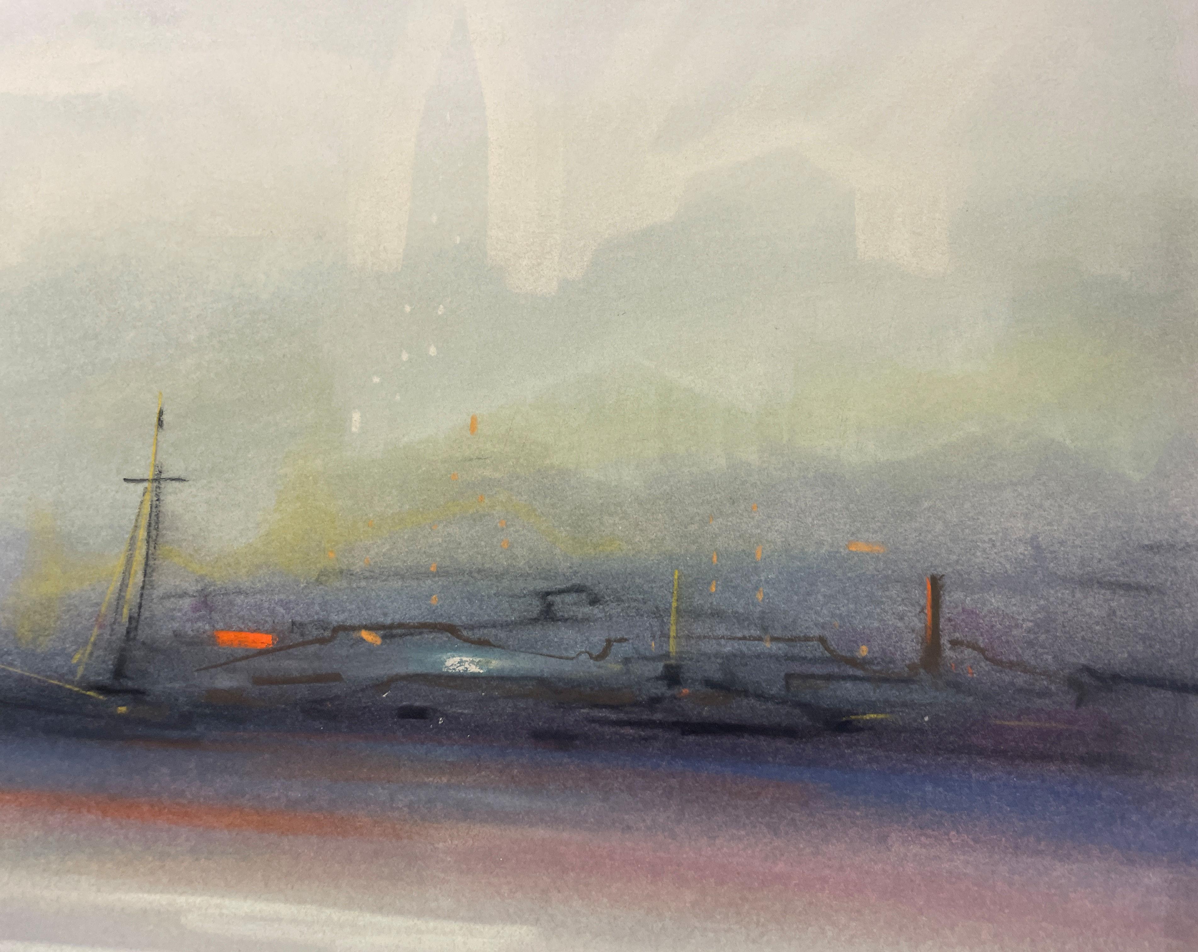 « New York Harbor Nocturne » Leon Dolice, scène de port de New York mi-siècle en vente 1