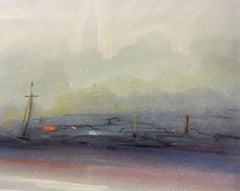 « New York Harbor Nocturne » Leon Dolice, scène de port de New York mi-siècle