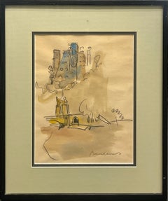 "City Scene" Ludwig Bemelmans, Watercolor City Scape by Creator of Madeline