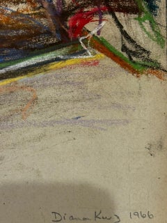 "Nature morte" Diana Kurz, Nature morte expressionniste avec crâne Pastel sur papier