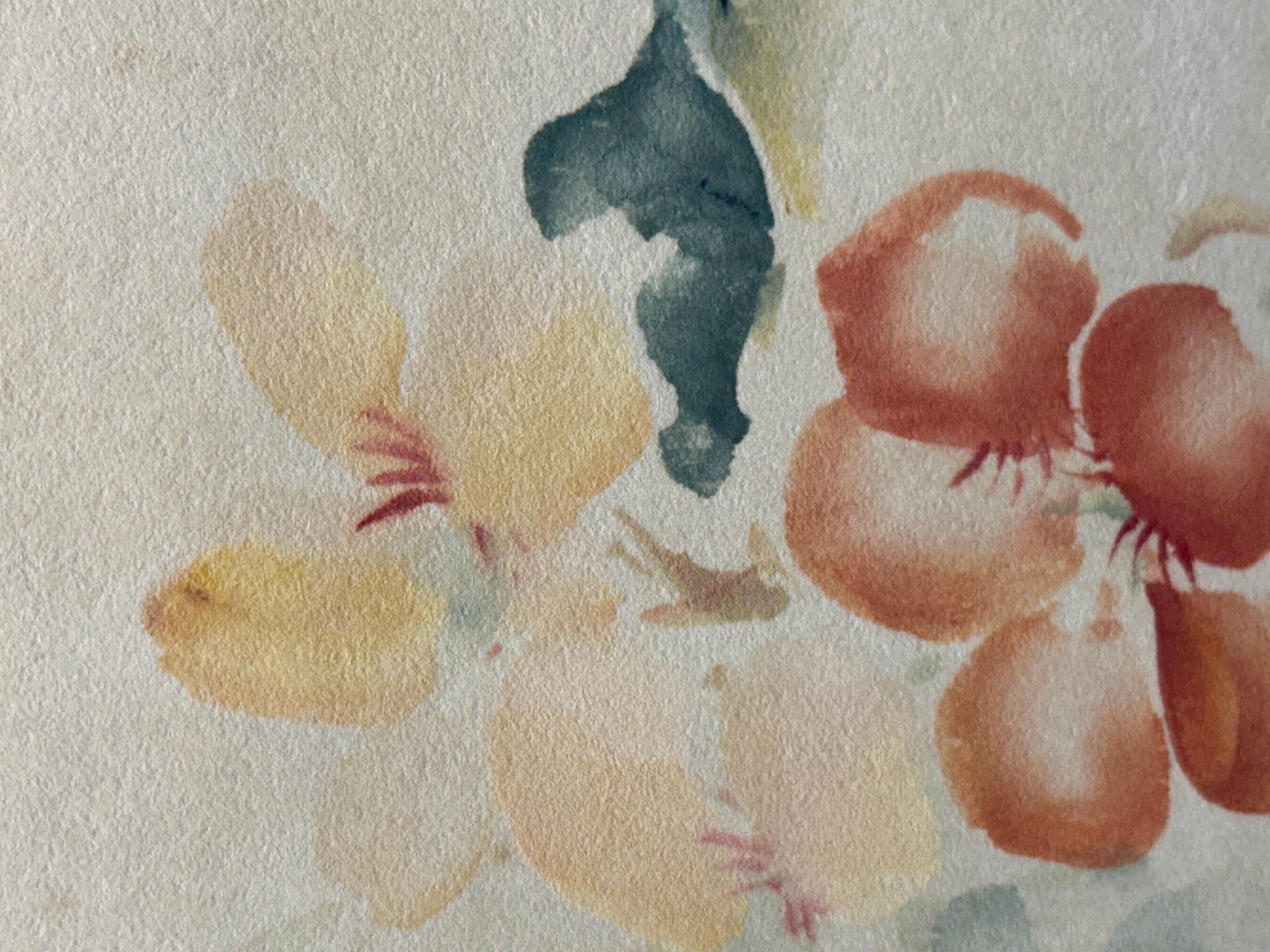 « Nasturtiums » Chiura Obata, fleurs délicates japonaises, rouges et bleues en vente 4