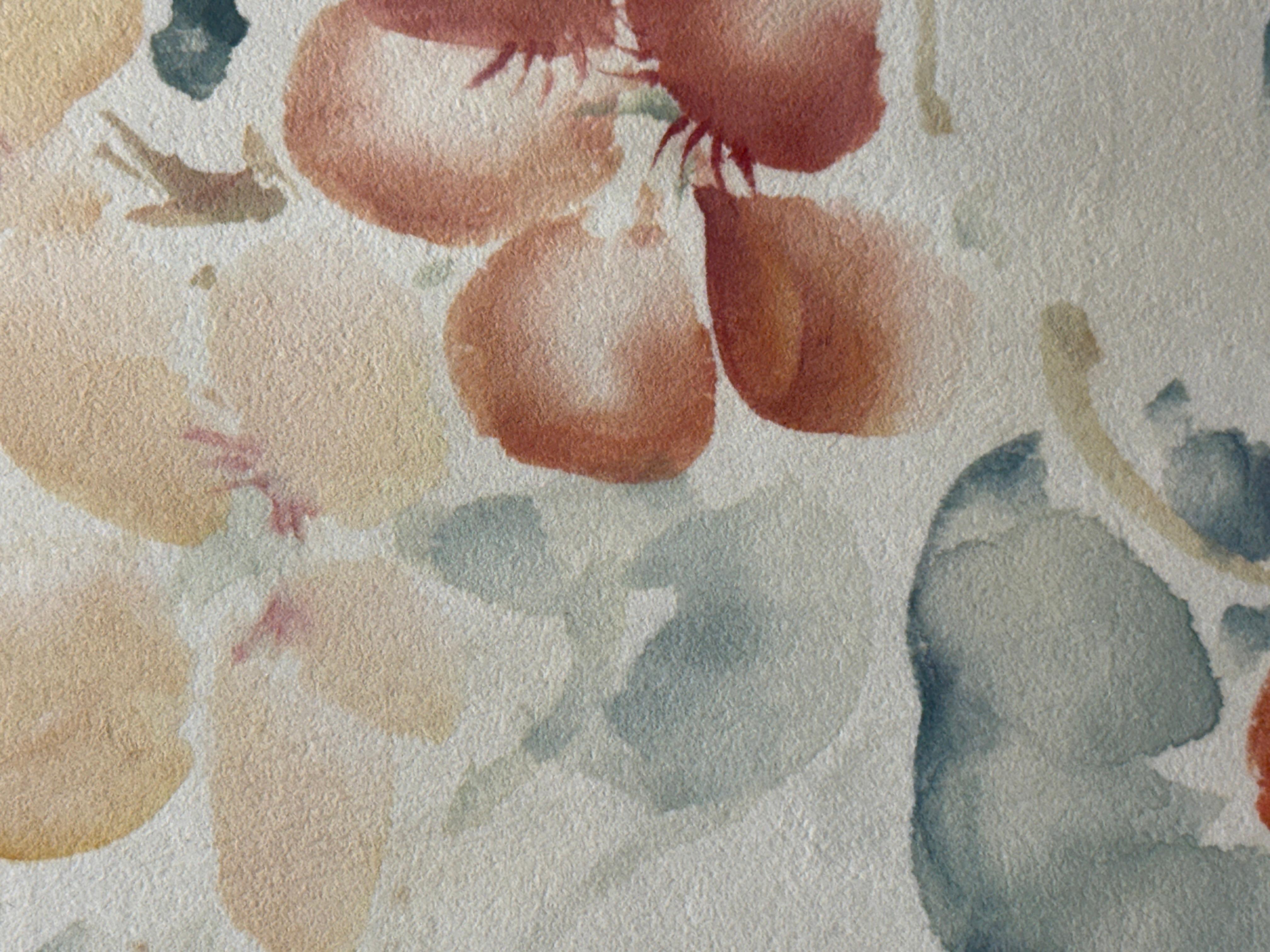 « Nasturtiums » Chiura Obata, fleurs délicates japonaises, rouges et bleues en vente 3