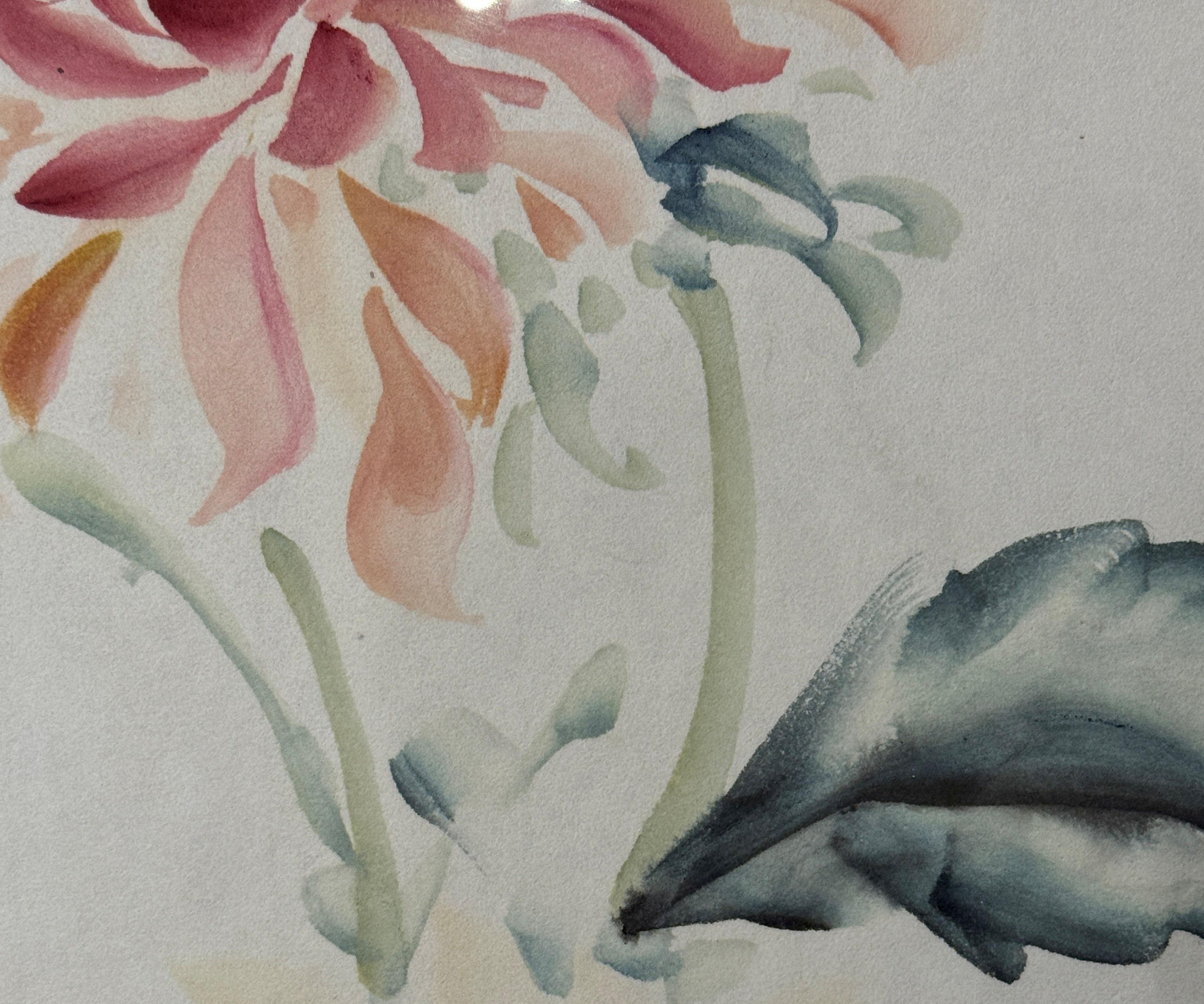 Œuvres florales délicates japonaises, rouges et bleues Chiura Obata en vente 2