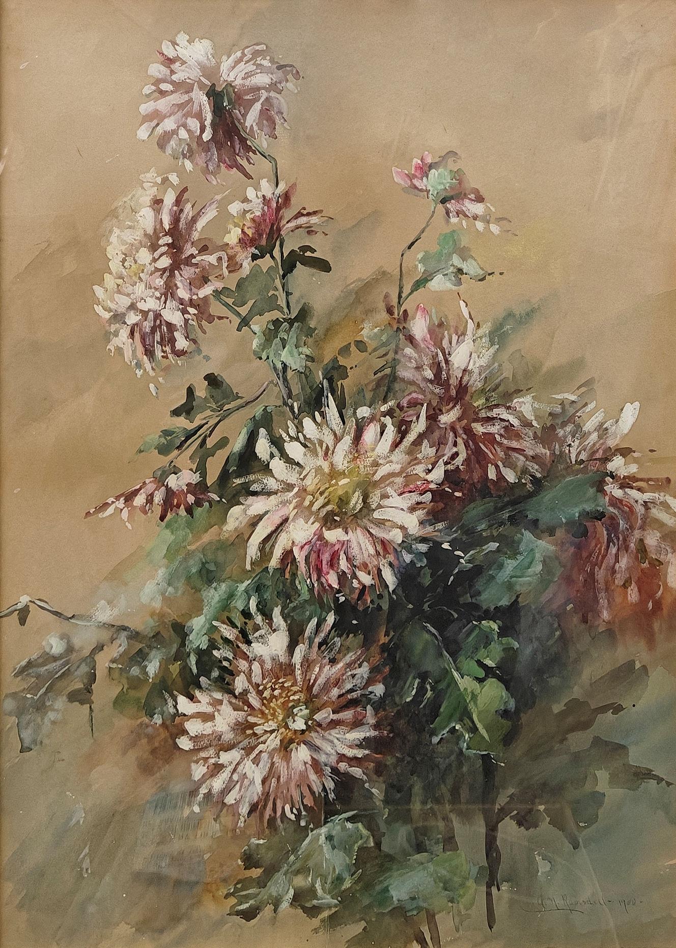 "Chrysanthemen" Anne Ramsdell Congdon, Rosa Impressionistisches Blumenstillleben