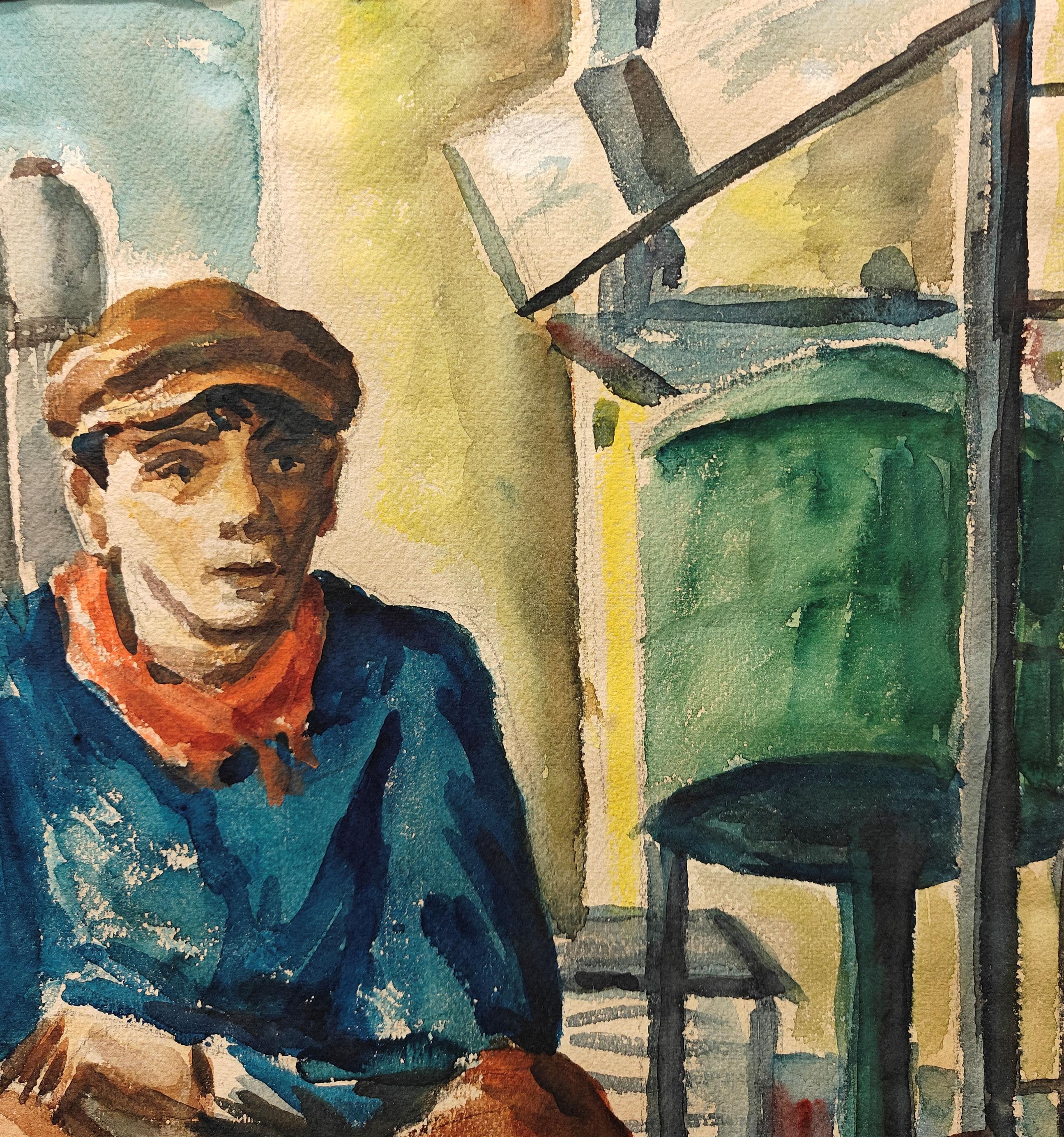 Paul Meltsner
Garçon d'usine avec une locomotive, vers 1935
Signé en bas à gauche
Aquarelle sur papier
23 3/4 x 19 1/2 pouces


Paul Meltsner a vendu sa première peinture à l'âge de huit ans au gouvernement de Palestine pour 25 dollars.  Il est né à