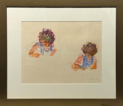 "Étude d'un Child" Wolf Kahn, esquisse expressionniste, couleurs vives, gestuelle