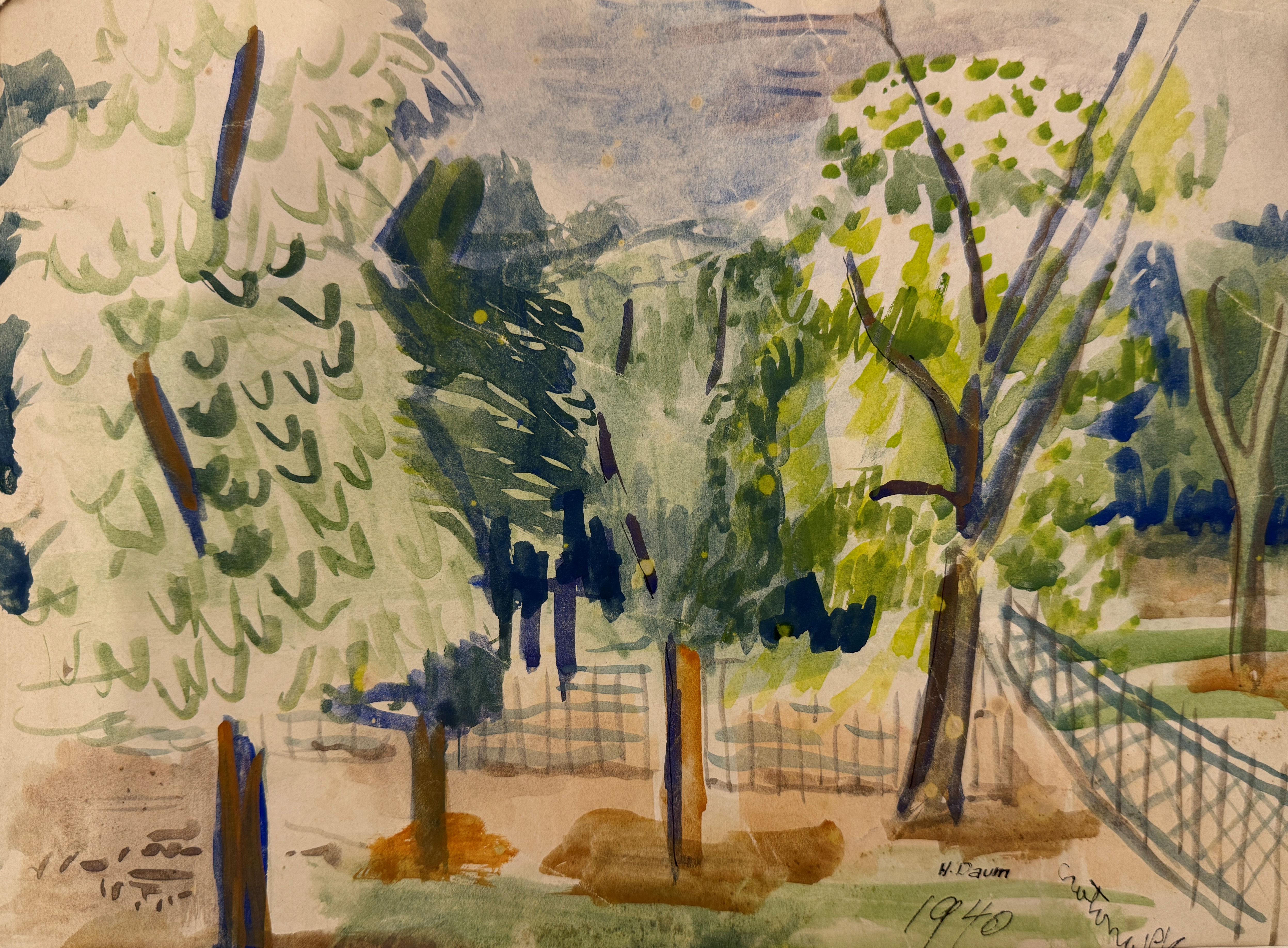 Howard Daum
Croton Park, 1940
Signed, titled and dated lower right
Watercolor on paper
8 1/2 x 11 1/2 inches

Provenance
The artist
Ashby Gallery, New York
Carl Ashby, New York
Estate of the above


Howard Daum was born in Poland. His family lived