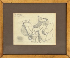 "Untitled Abstract" Howard Daum, Mid-Century Twisting Abstract Composition