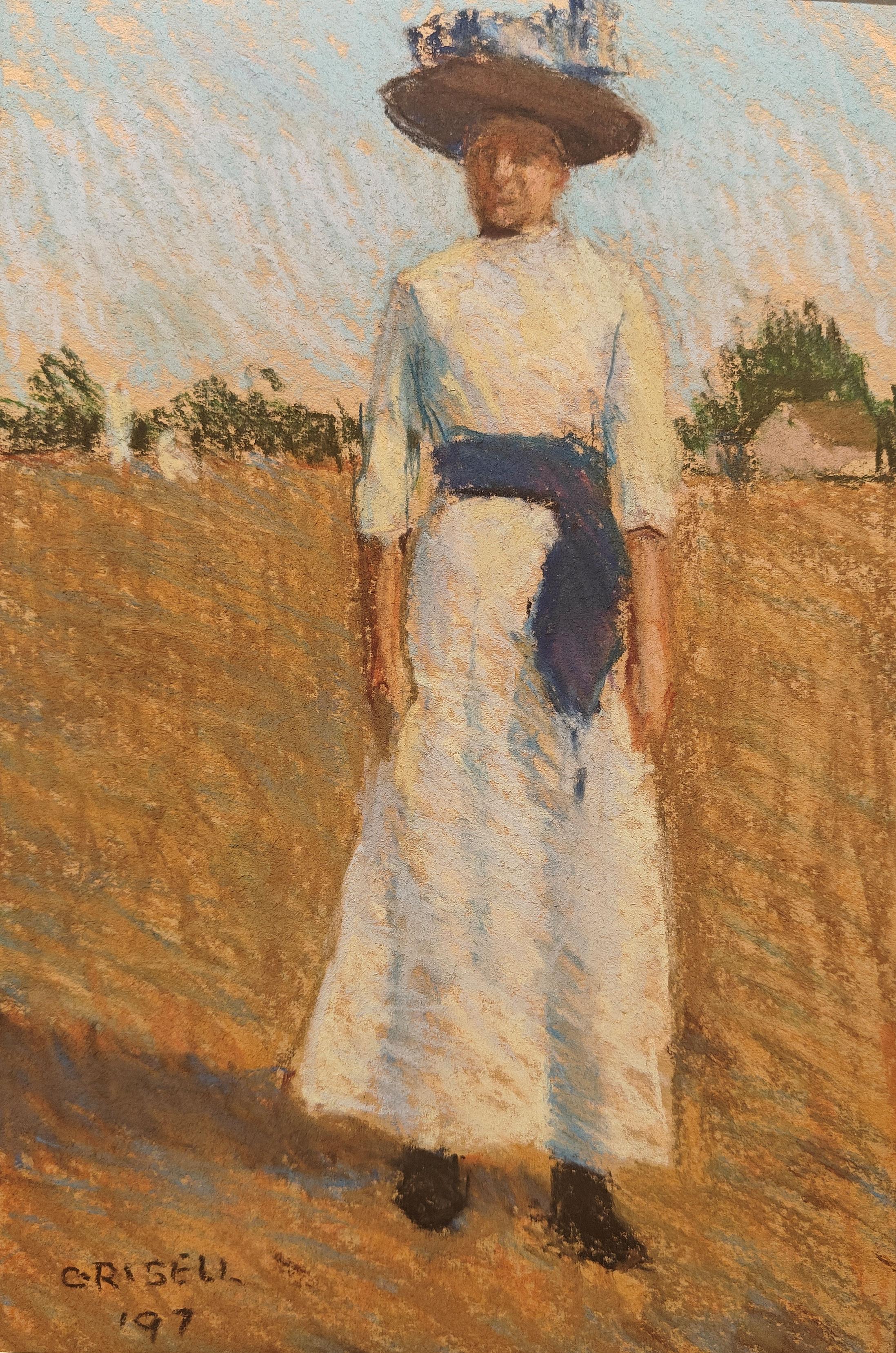 "Impressionist Beauty" Susan Grisell, Bright Sunlight, Portrait, White Dress