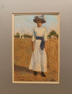 "Impressionist Beauty" Susan Grisell, Bright Sunlight, Portrait, White Dress