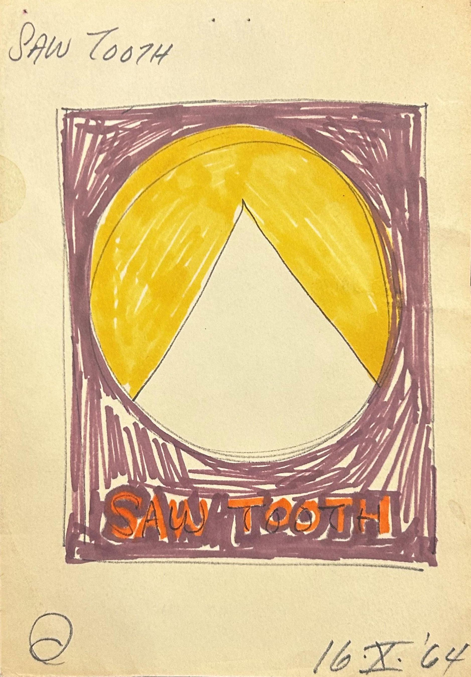 Robert Indiana Abstract Drawing - "Saw Tooth" 1964, Pop-Art, Colorful, Mid-Century, Yellow and Purple