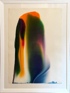 "Sin título" Paul Jenkins, Abstracto, Mezcla de colores, Azul profundo, Verde oscuro, Blanco