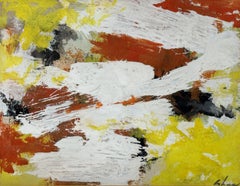 "Time Flight" Charles Green Shaw, Abstract, Mid-Century, Orange and Yellow