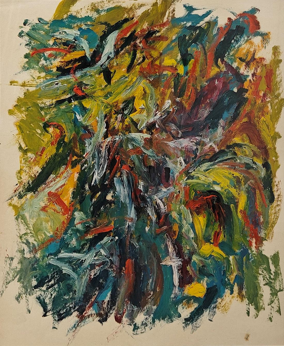"Untitled" Gene Hedge, Mid-Century, Gestural, Abstract Expressionist, Colorful
