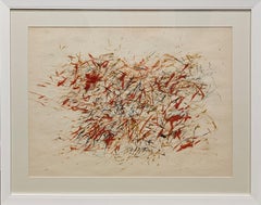 "Untitled" Gene Hedge, Mid-Century, Red and Blue, White Background, Abstract