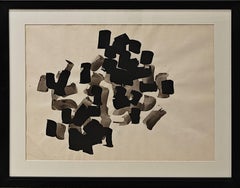 "Untitled" Gene Hedge, Mid-Century, Black and White, Abstract Black Composition