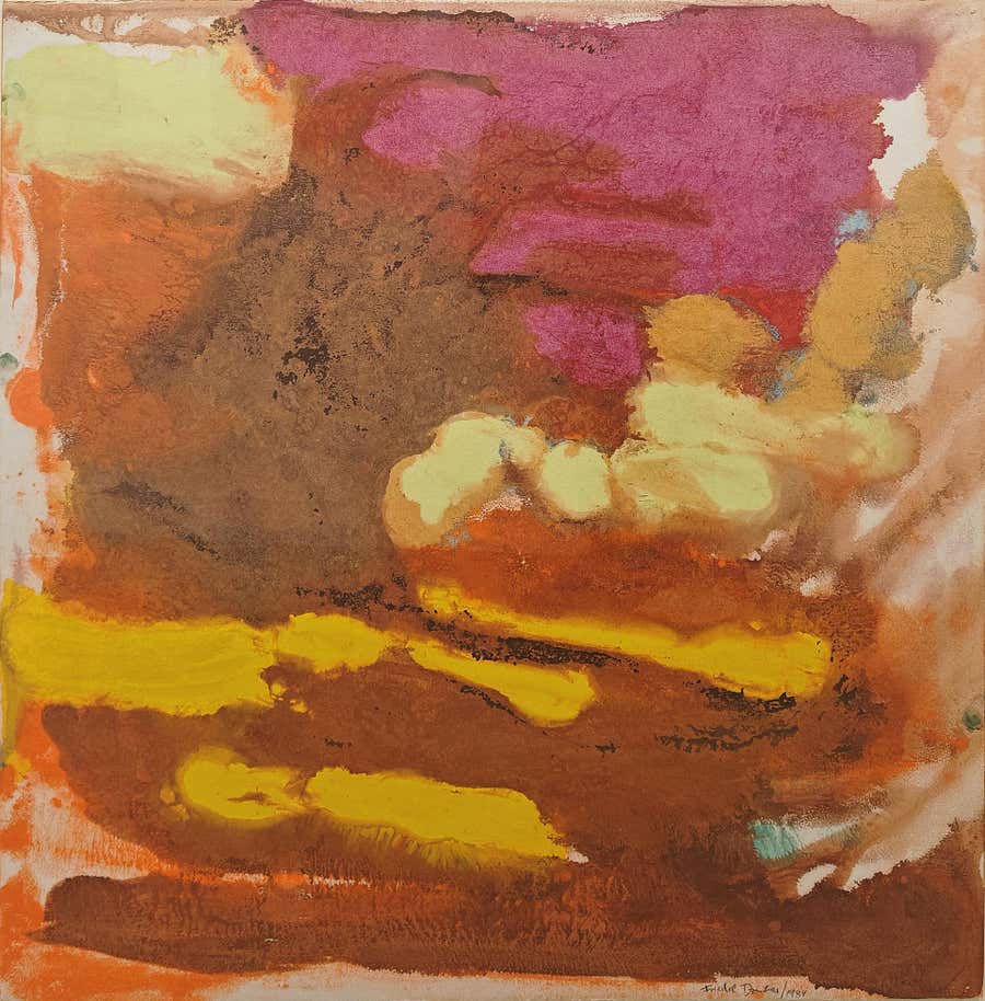 "Untitled" Friedel Dzubas, Color Field, Yellow, Pink, Orange, Abstract Work