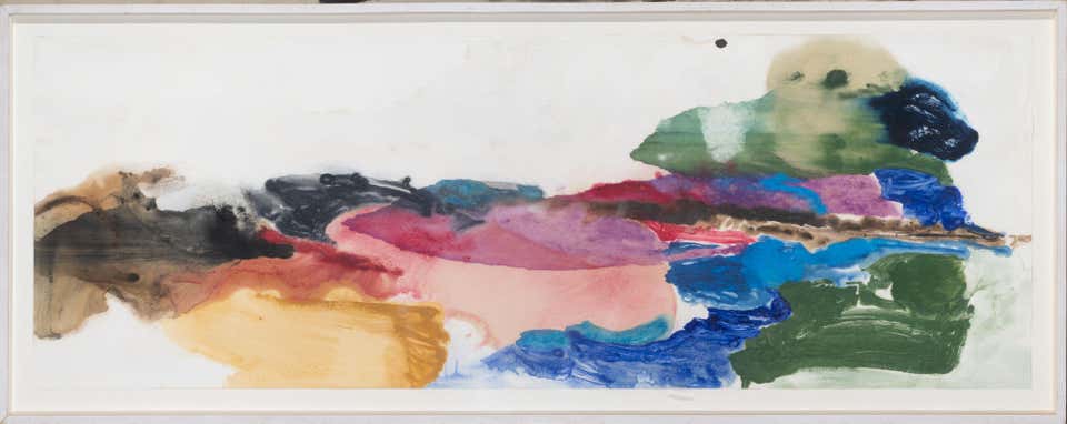 "Crater" Friedel Dzubas, Color Field, Blue, Green, Pink, Abstract Intense Color
