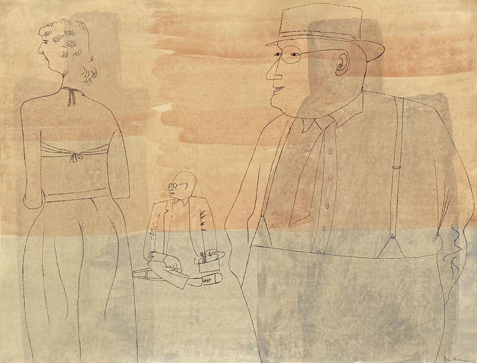 "Susannah and the Elders" Ben Shahn, Social Realist, Biblical Scene, Mid-Century