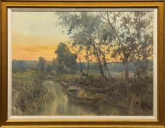 "Minnesota Landscape at Sunset" Yamada Baske, Orange Reflections, Impressionist