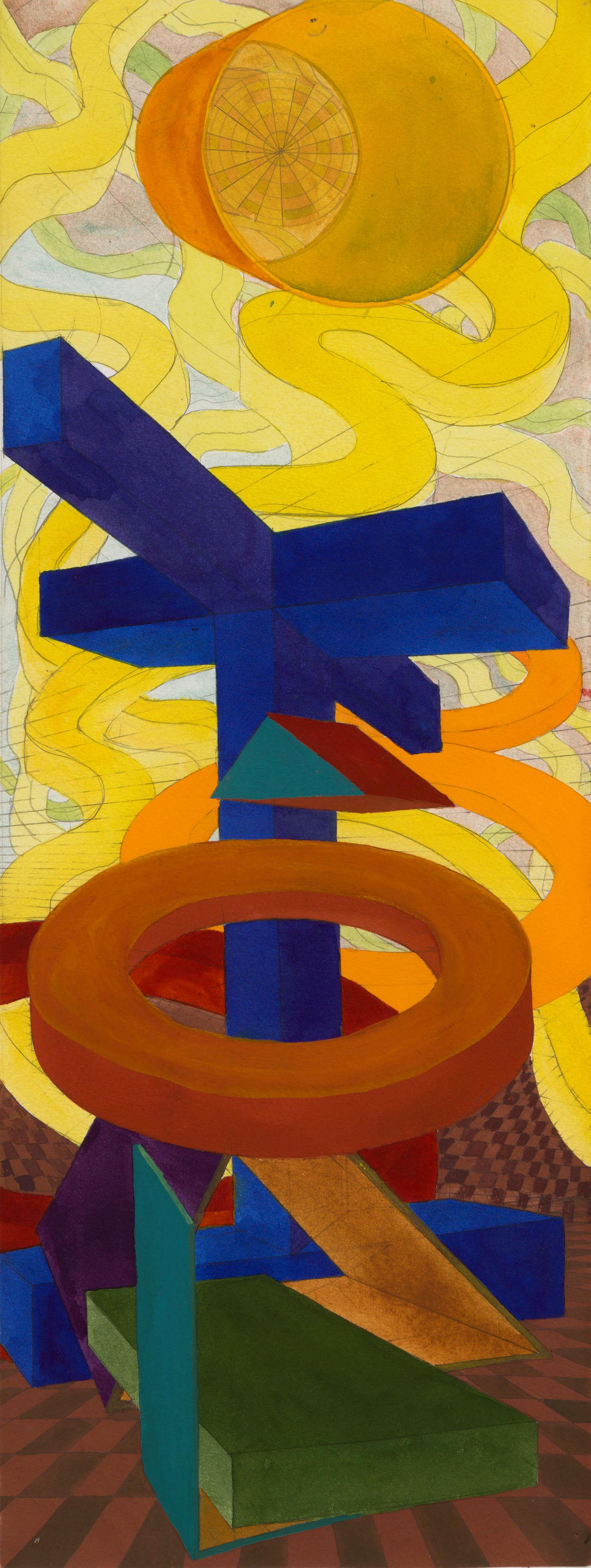 "Study for the Orlando Courthouse" Al Held, Colorful, Hard-edge, Geometric