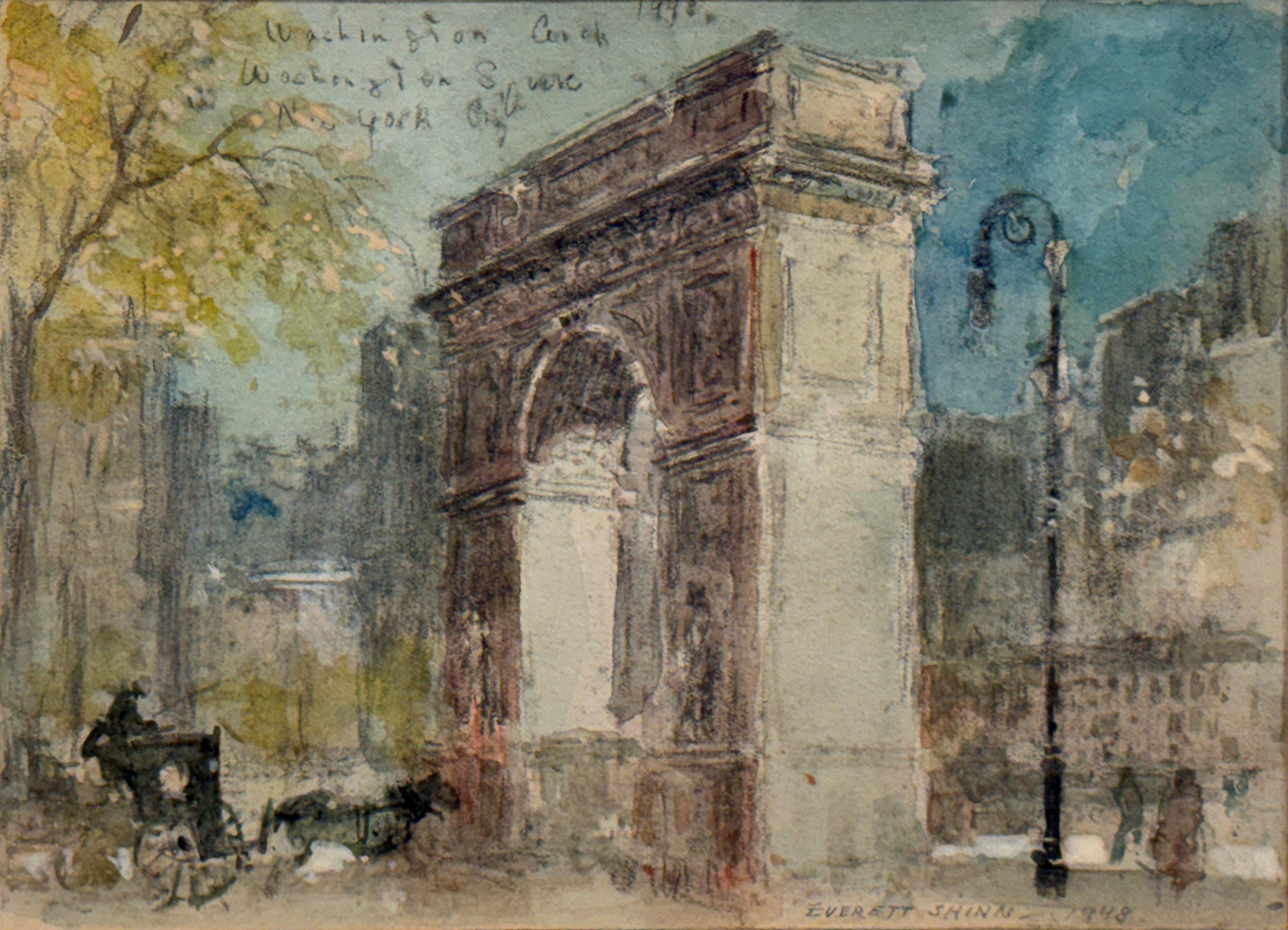 "Washington Square Arch" di Everett Shinn, artista della scuola Ashcan, un vivace paesaggio newyorkese