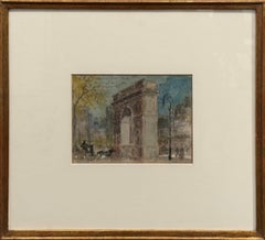 "Washington Square Arch" Everett Shinn, Ashcan Artist, Bright New York Landscape