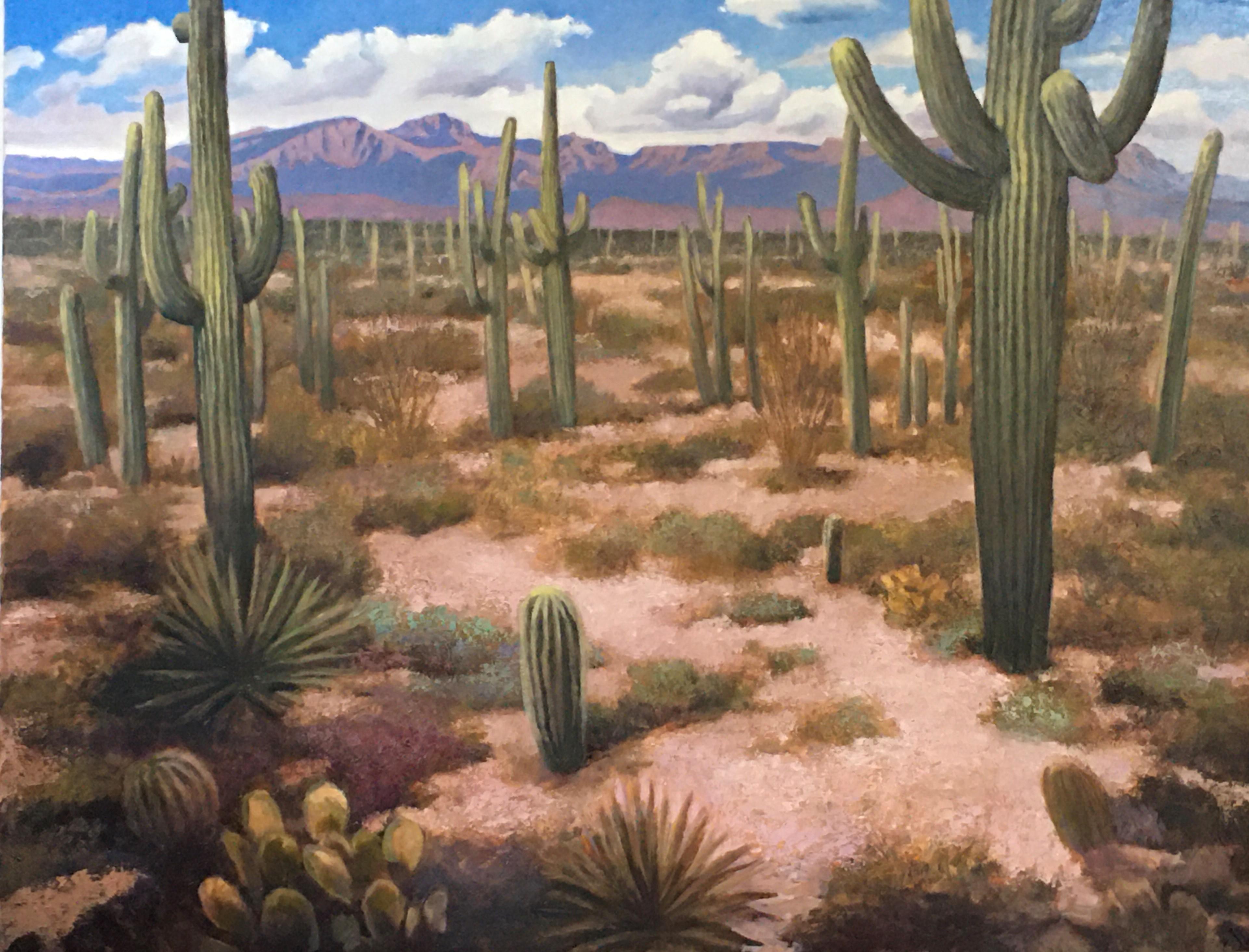 Gary Ernest Smith Landscape Painting - "Saguaro World"