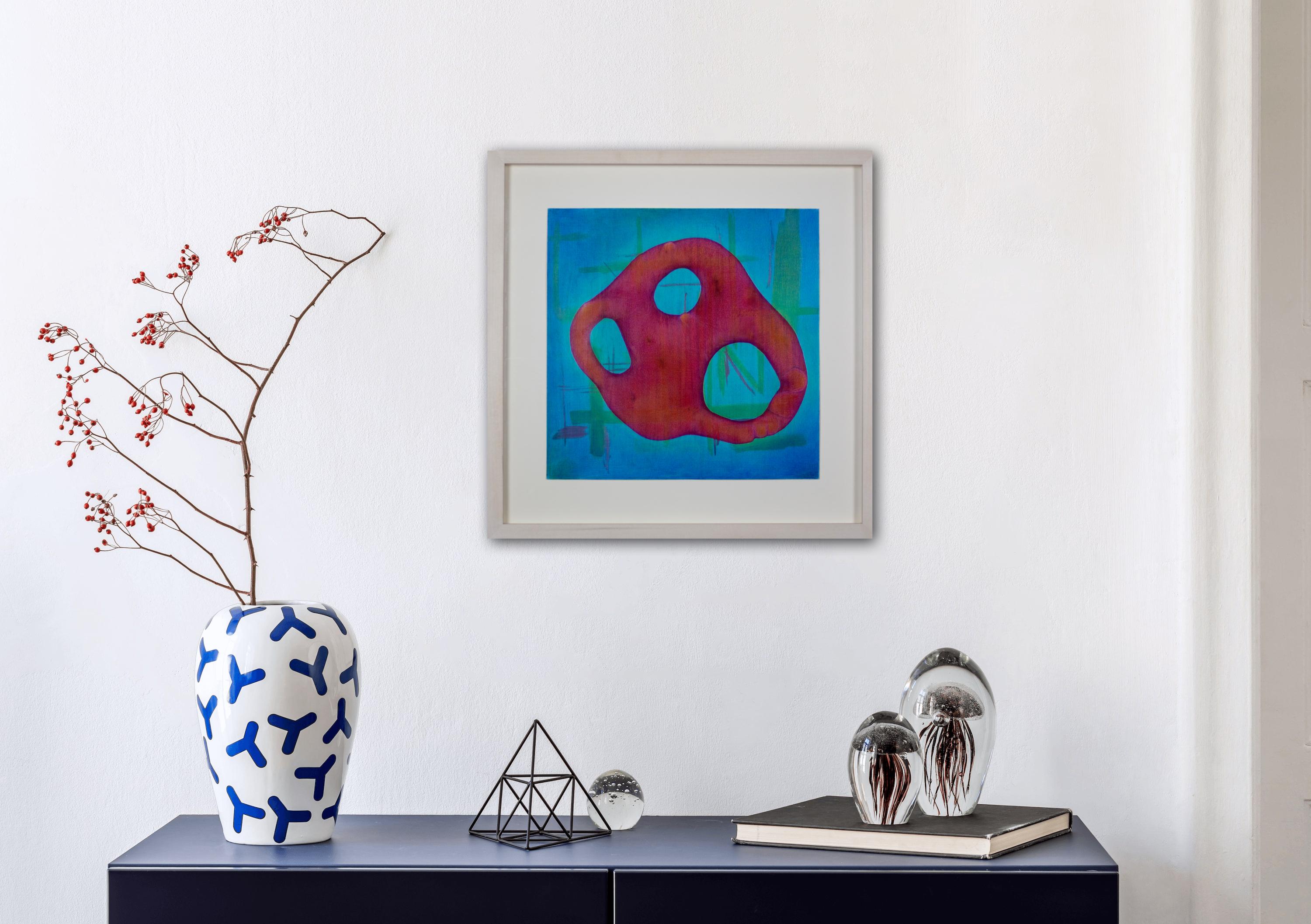 Red Trinity - Gray Abstract Drawing by Deborah Sipple