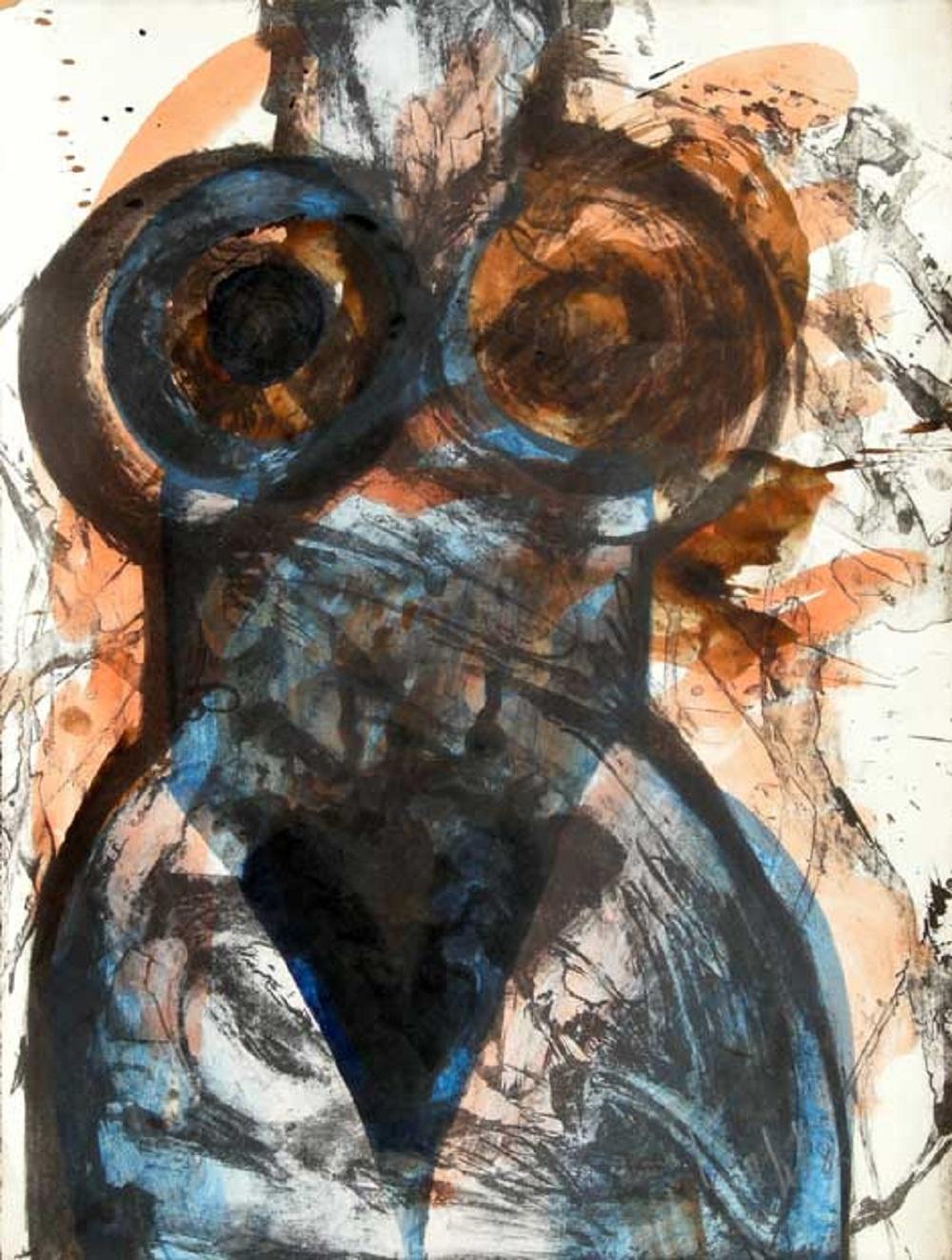 Nude Luis Miguel Valdes  - Luis Miguel Valdes, ¨Homenaje a Servando VI¨, 1986, œuvre sur papier, 18.5x14 in