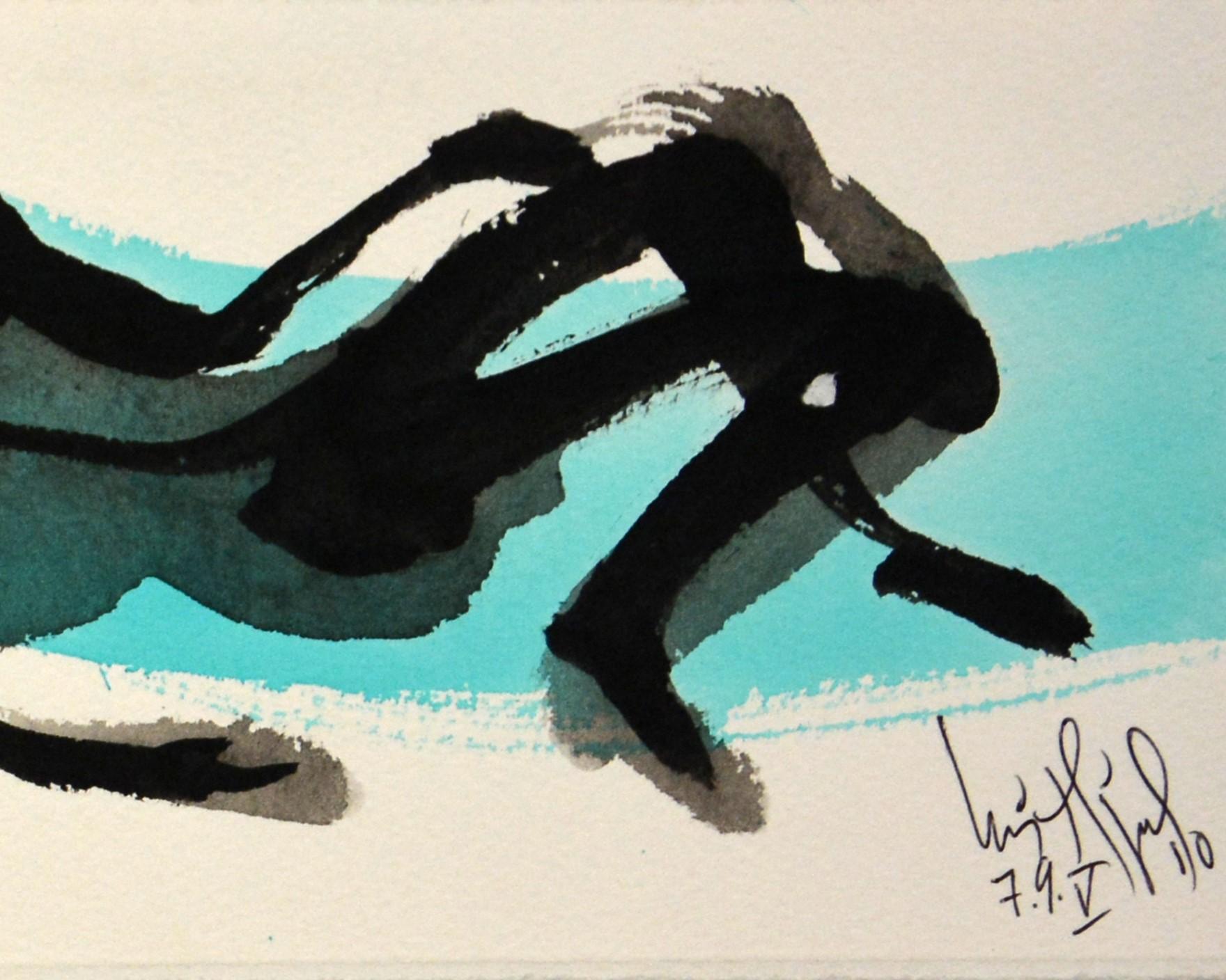 Luis Miguel Valdes, ¨Triquis¨, 2010, Drawing, 5.1x20.9 in n2 - Black Figurative Art by Luis Miguel Valdes 
