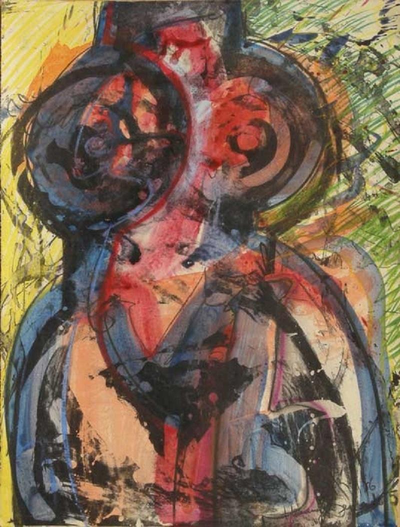 Luis Miguel Valdes, ¨Homenaje a Servando XXV¨, 1986, œuvre sur papier, 18.5x14 in - Art de Luis Miguel Valdes 
