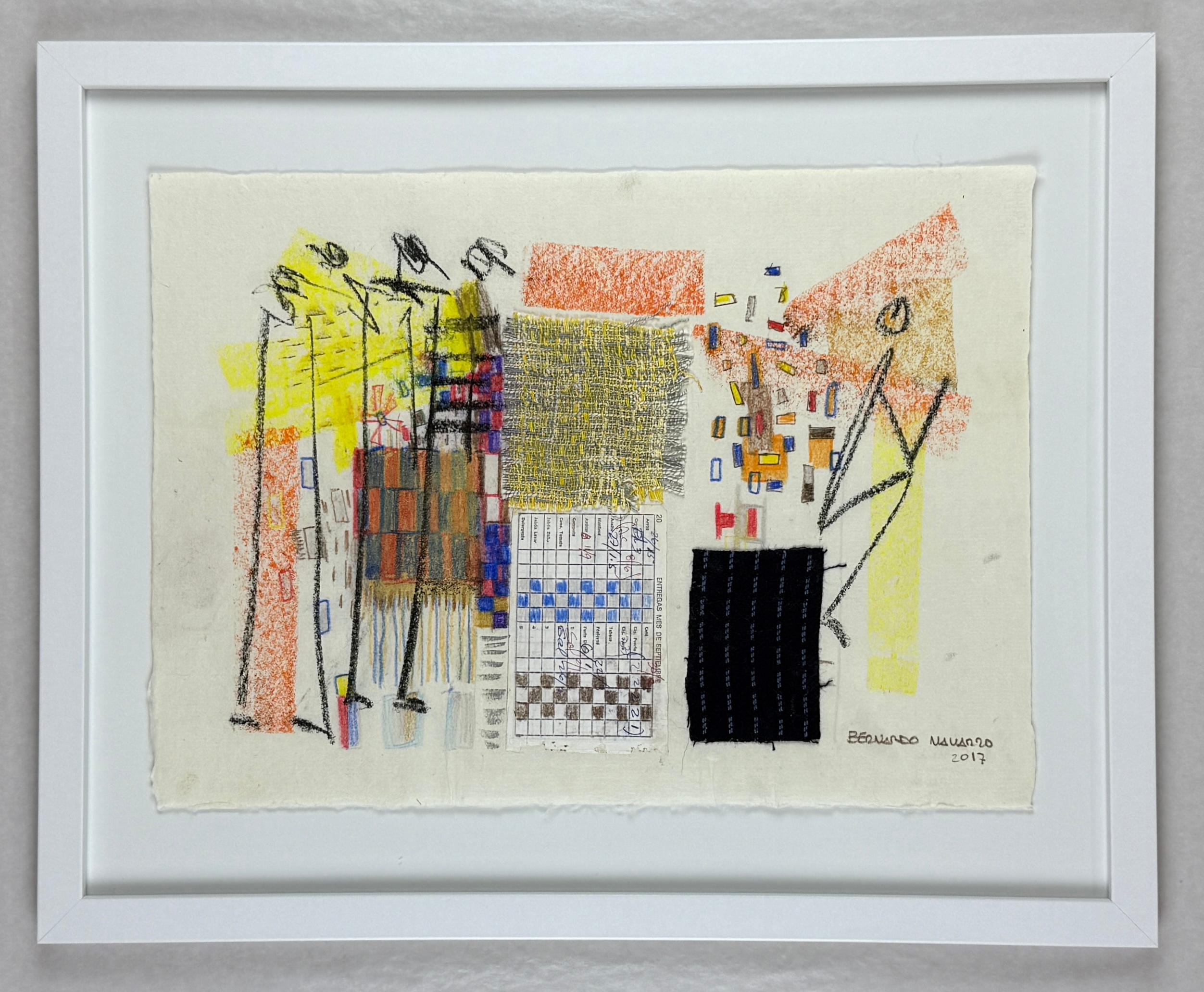 4 œuvres originales sur papier japonais couleur pastel collage au fusain, New York