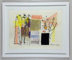 4 œuvres originales sur papier japonais couleur pastel collage au fusain, New York