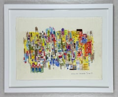 6 œuvres originales sur papier japonais couleur pastel collage au fusain, New York